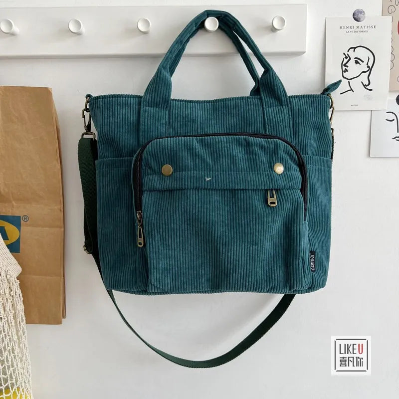 Corduroy Shoulder Bag Art Canvas Messenger Bag
