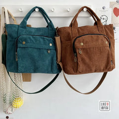 Corduroy Shoulder Bag Art Canvas Messenger Bag