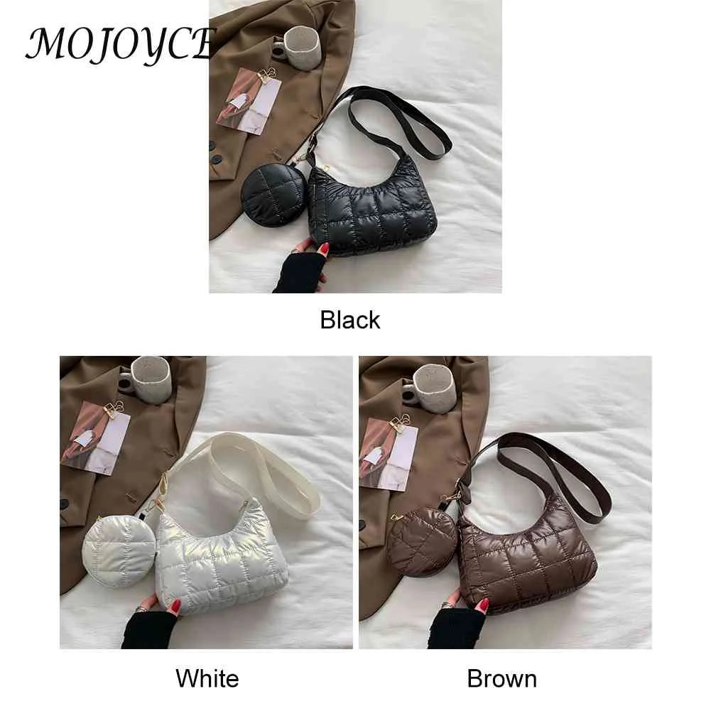 Quilted Cotton-Padded Bag with Small Round Purse