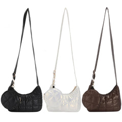 Quilted Crossbody Bag Casual Cotton-Padded Soft Solid Diamonds Round Purse