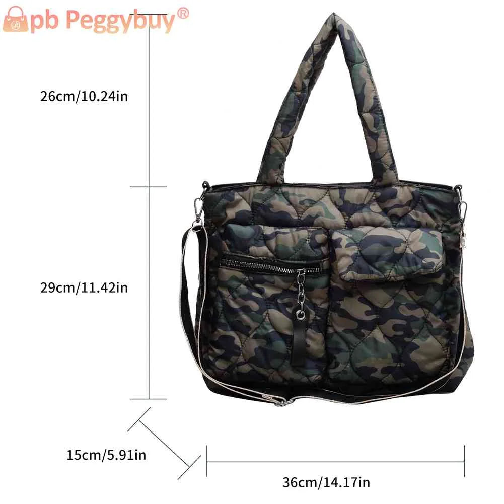 Quilted Down Padded Crossbody Bag for Shopping