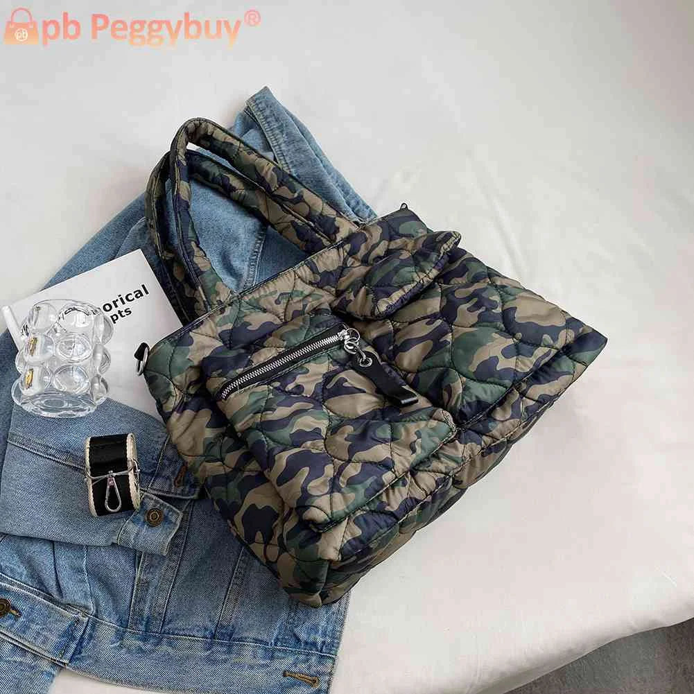Quilted Down Padded Crossbody Bag for Shopping