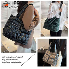 Large Capacity Quilted Shoulder Bag Waterproof for Travel