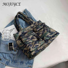 Large Capacity Casual Down Padded Shoulder Bags for Travel
