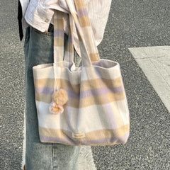 Soft Large Capacity Plaid Handbag for Women