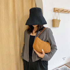 Woolen Handbag Totes Women Solid Underarm Shoulder Bags