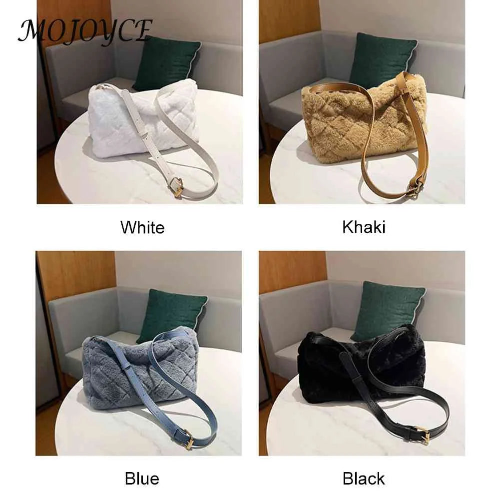 Plush Rhombus Pattern Crossbody Bag for Women