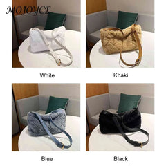 Plush Rhombus Pattern Crossbody Bag for Women