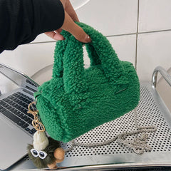 Lamb Plush Bag Chain Messenger Bag Niche Handbag