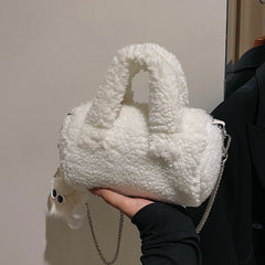 Lamb Plush Bag Chain Messenger Bag Niche Handbag