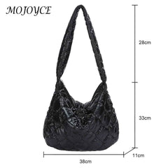 Quilted Large Capacity Messenger Bag for Girls Shopping