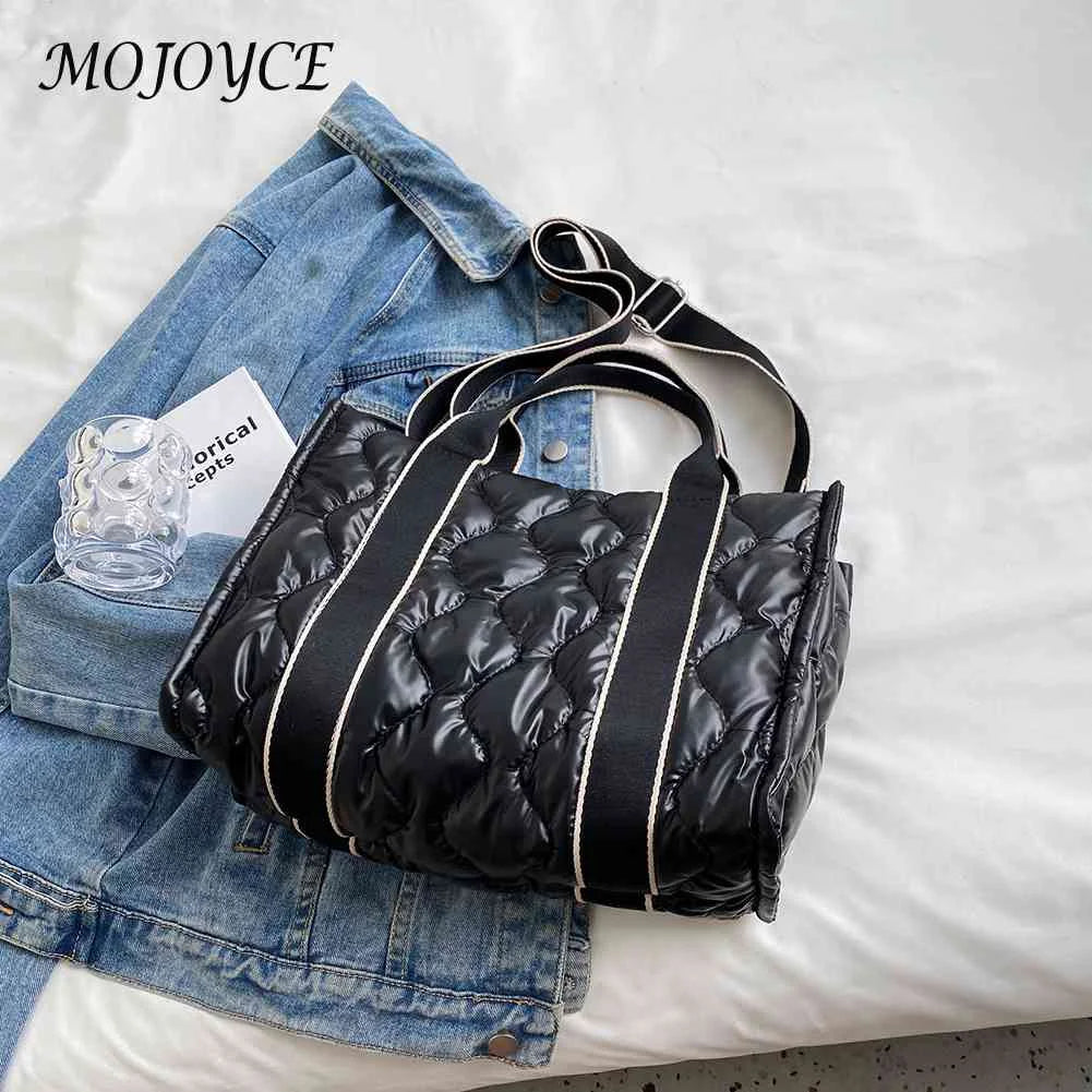 Autumn Winter Down Quilted Cotton Messenger Crossbody Satchel