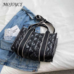 Autumn Winter Down Quilted Cotton Messenger Crossbody Satchel