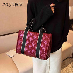 Autumn Winter Down Quilted Cotton Messenger Crossbody Satchel