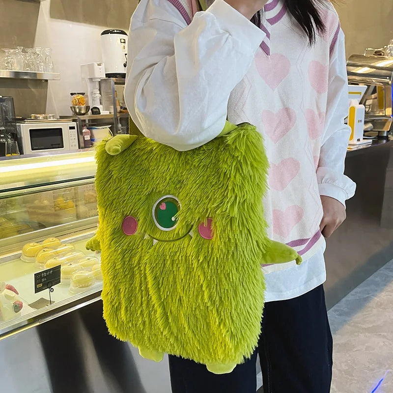 Embroidered Little Monster Plush Soft Shoulder Bag