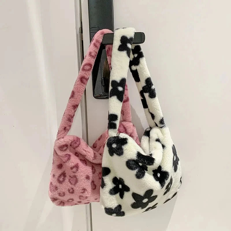 Autumn Winter Ladies Shoulder Bag Soft Plush Handbag Large Capacity