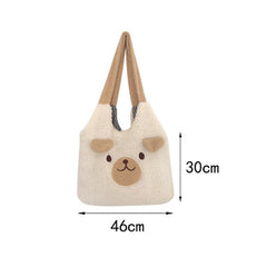 Women's Bear Pattern Shoulder Bag Plush Soft Handbag
