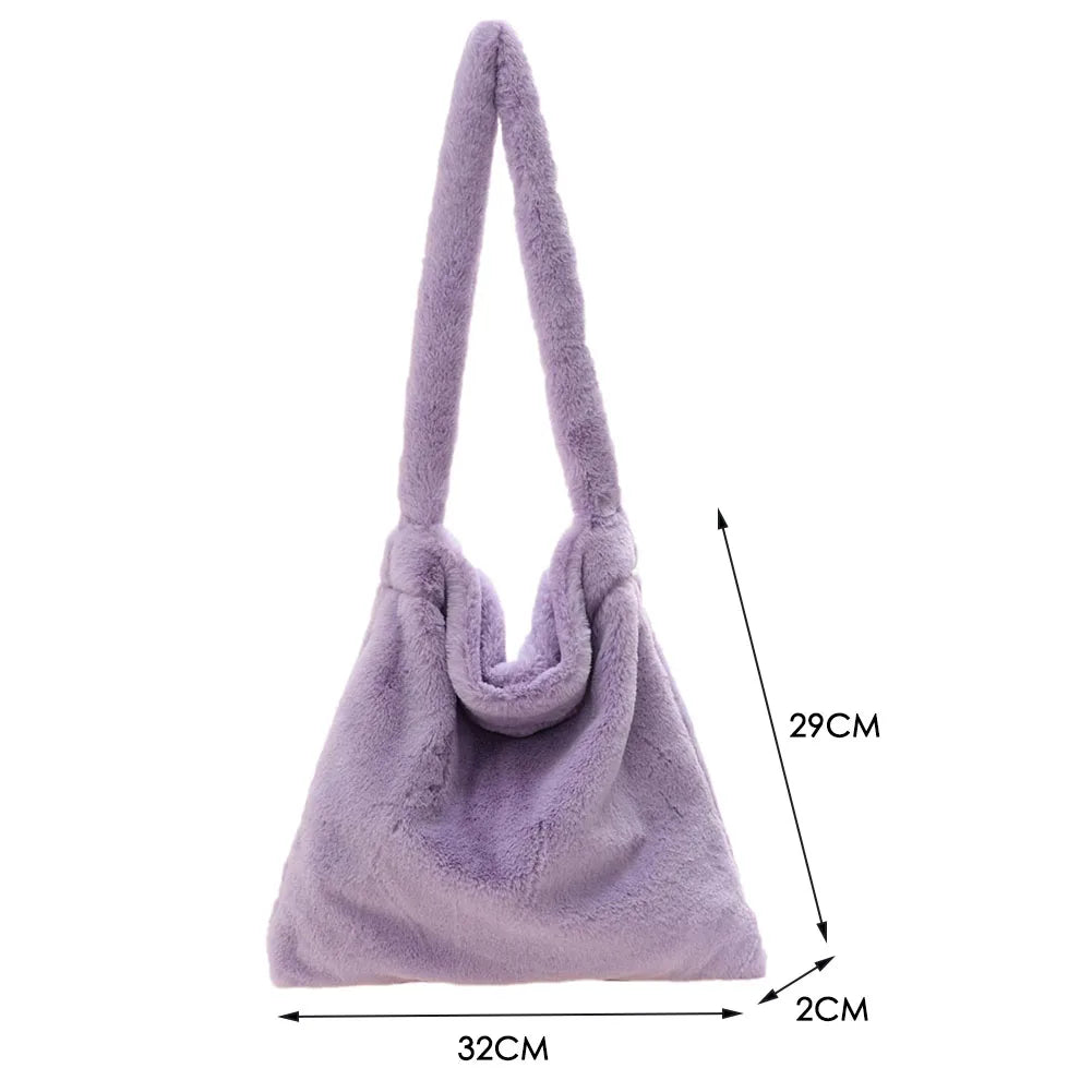 Autumn Winter Plush Handbag Lady Shoulder Female Bags Purse Women