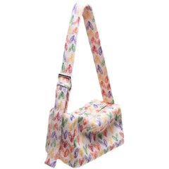 Colorful Rainbow Heart Plush Shoulder Bag