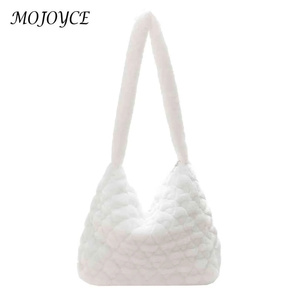 Soft Plush Casual Women Purses Fluffy Solid Rhombus Pattern Lady Satchel