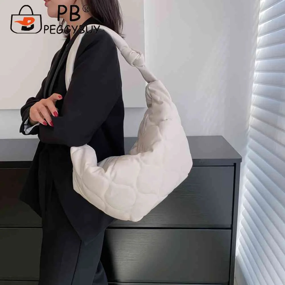 Autumn Winter Cotton Padded Tote Crossbody Handbag for Women