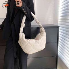 Autumn Winter Cotton Padded Tote Crossbody Handbag for Women