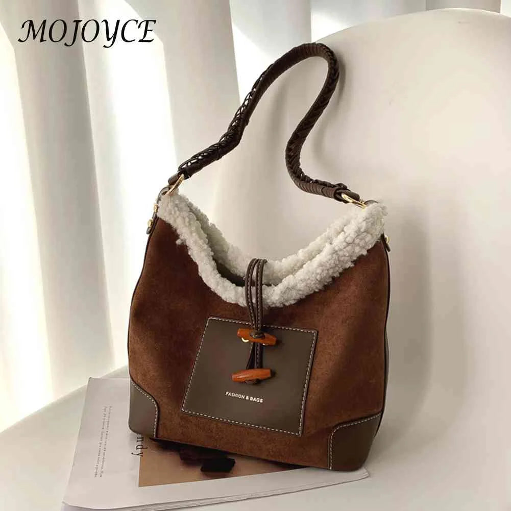 Vintage Lamb Wool Shoulder Bag for Holiday Party