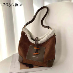 Vintage Lamb Wool Shoulder Bag for Holiday Party
