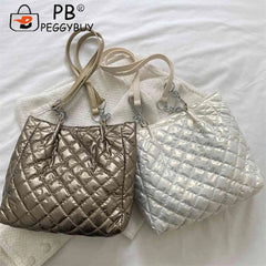 Quilted Cotton Padded Shoulder Bag Large-capacity Chain Satchel