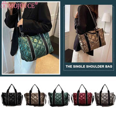 Quilted Cotton Crossbody Satchel Large Capacity Handbag