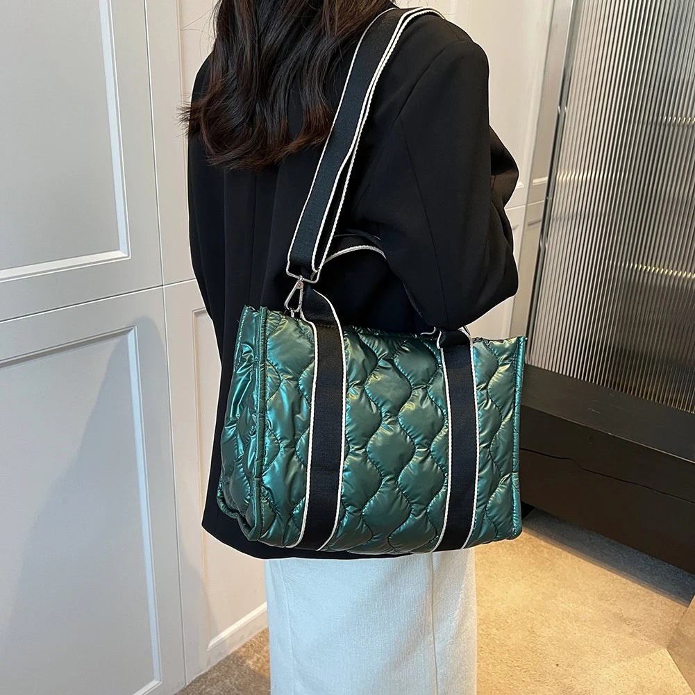 Quilted Cotton Crossbody Satchel for Shopper Travel