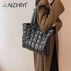 Quilted Clutch Handbag Nylon Top-handle Bag