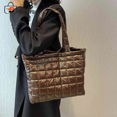 Nylon Quilted Top-handle Clutch Bag for Ladies Girl