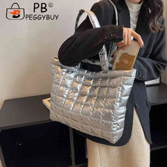 Nylon Quilted Top-handle Clutch Bag for Ladies Girl