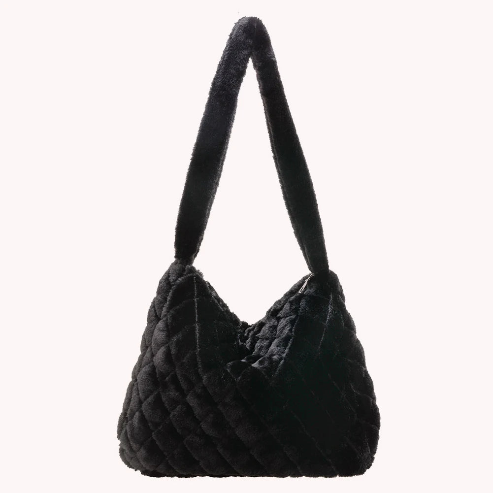 Plush Messenger Bag Solid Rhombus Pattern for Travel