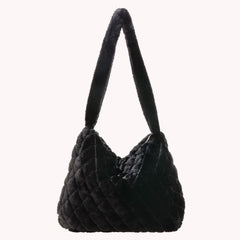 Plush Messenger Bag Solid Rhombus Pattern for Travel