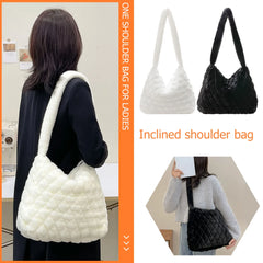 Plush Messenger Bag Solid Rhombus Pattern for Travel