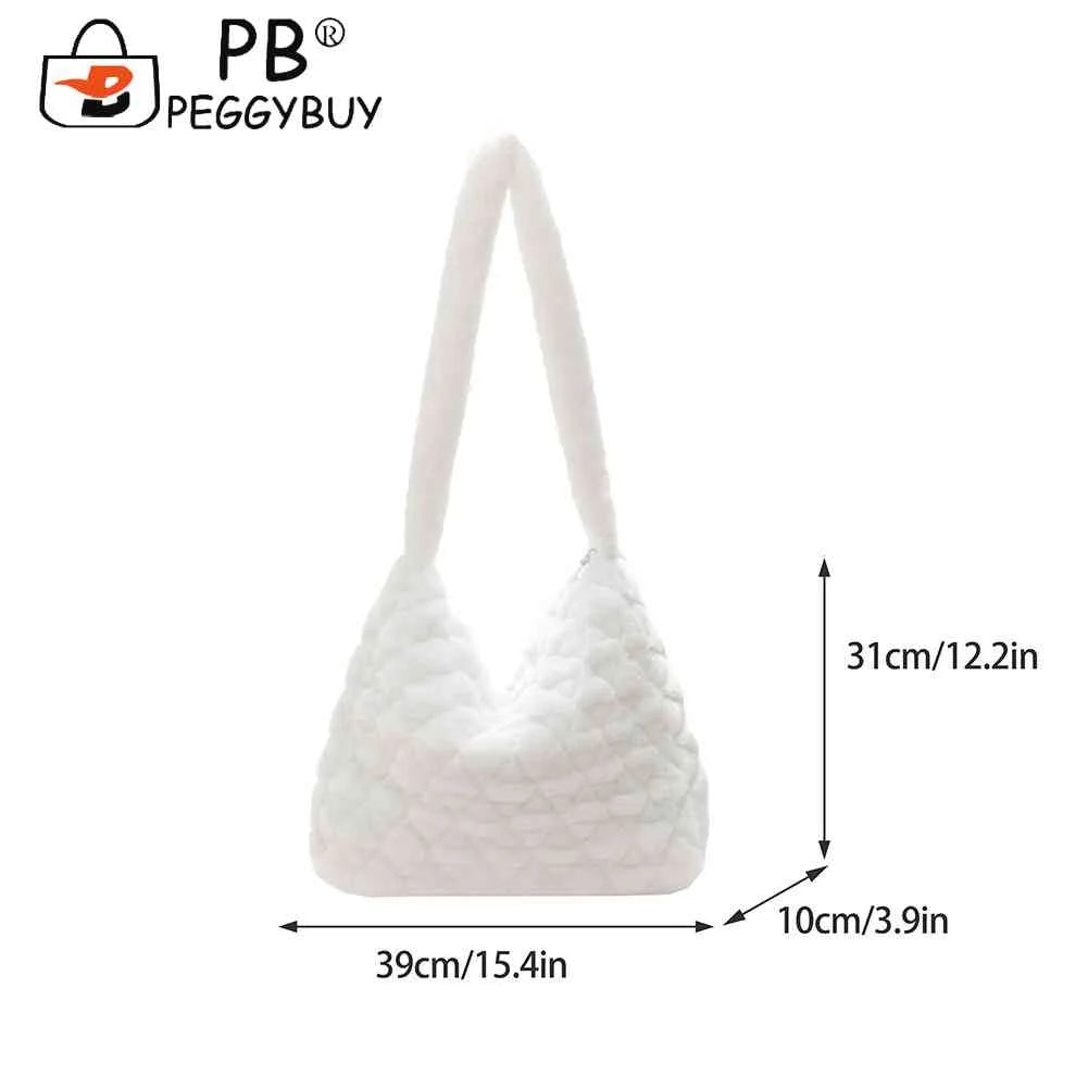 Soft Plush Messenger Bag Solid Rhombus Pattern Lady Satchel