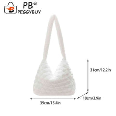 Soft Plush Messenger Bag Solid Rhombus Pattern Lady Satchel