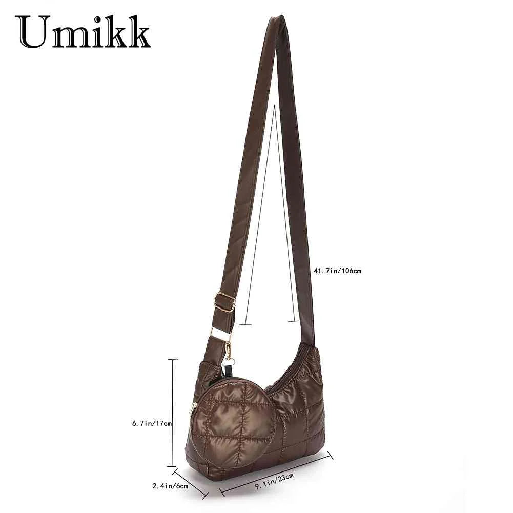Quilted Cotton-Padded Shoulder Bag with Small Round Purse