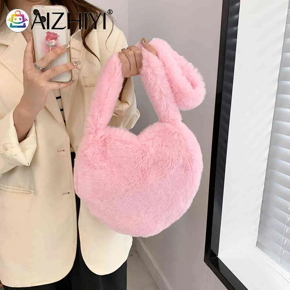 Heart Shape Plush Tote Bag for Women