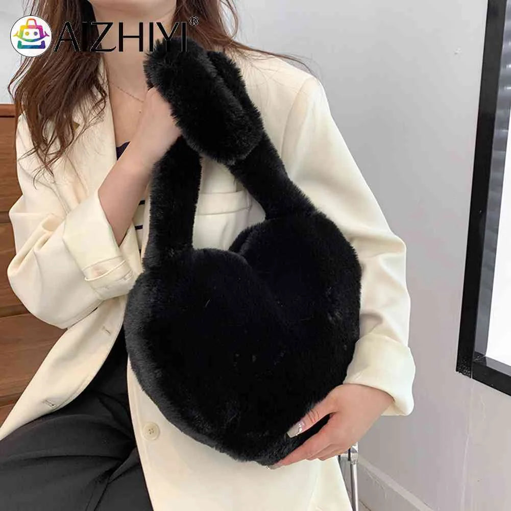 Heart Shape Plush Tote Bag for Women