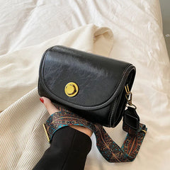 Autumn/Winter Wide Shoulder Bag Solid PU Messenger Bag