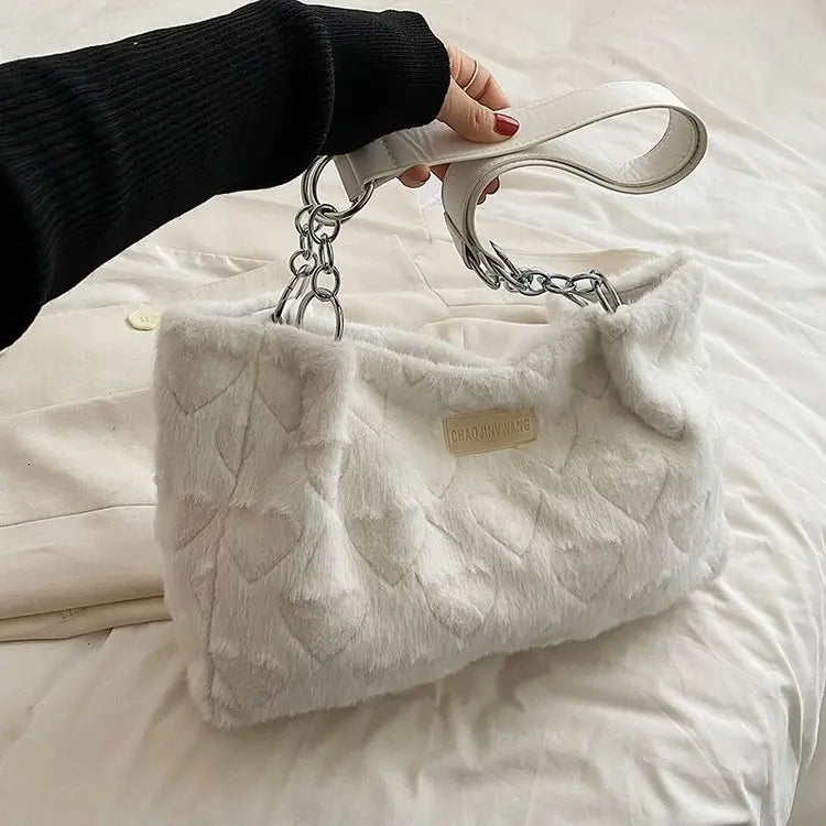 Large Plush Shoulder Bag for Women