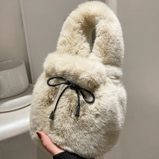 Plush Shoulder Bag Women's Messenger Bag Portable Fur Bag