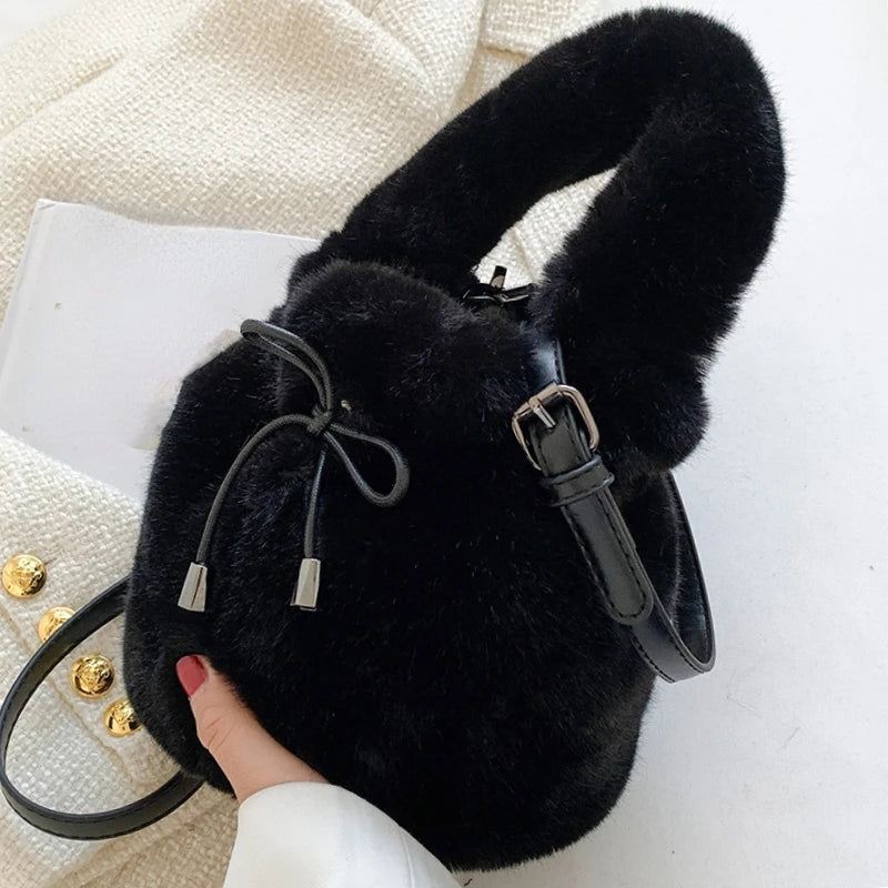 Plush Shoulder Bag Women's Messenger Bag Portable Fur Bag
