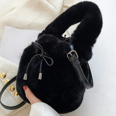 Plush Shoulder Bag Women's Messenger Bag Portable Fur Bag