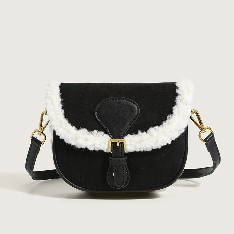 Autumn Winter Plush Bag Retro Lamb Hair Shoulder Crossbody Handbag