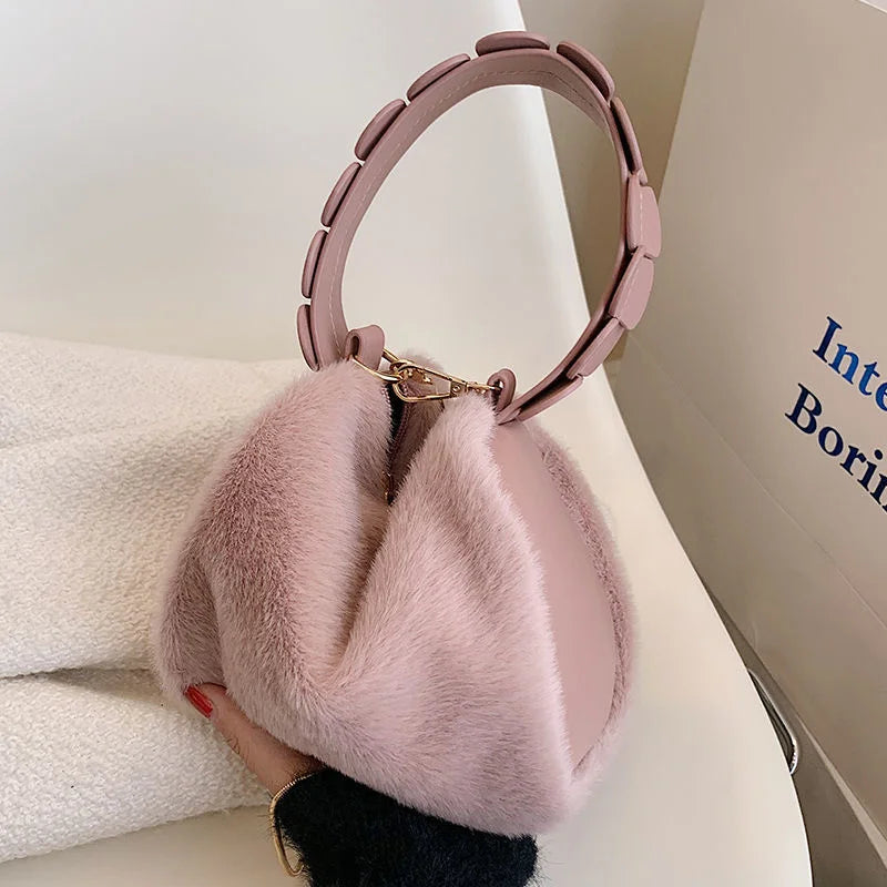 Autumn Winter Plush Chain Messenger Bag