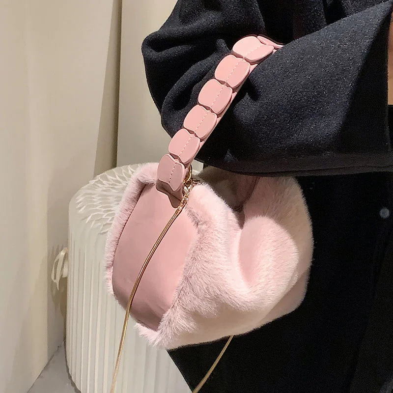 Autumn Winter Plush Chain Messenger Bag